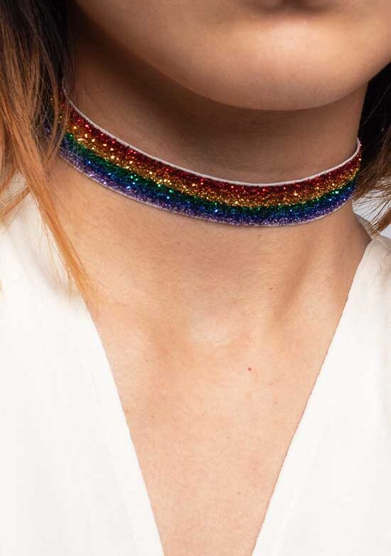 Rainbow glitter choker