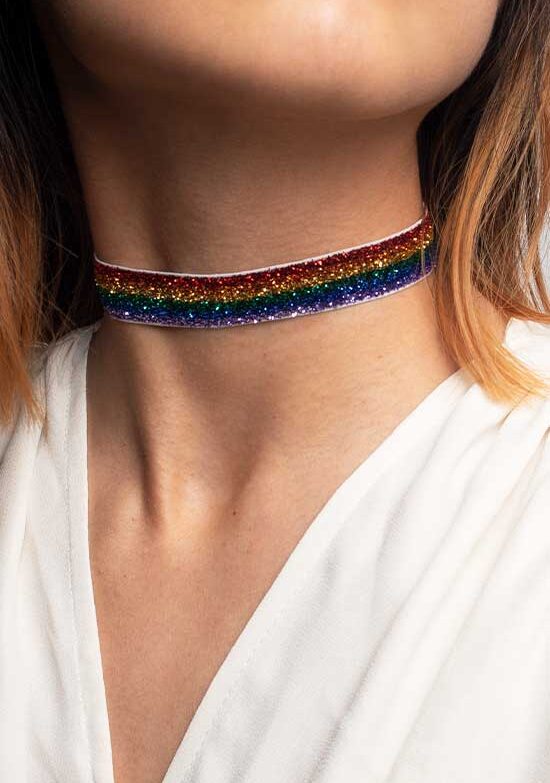 Rainbow glitter choker